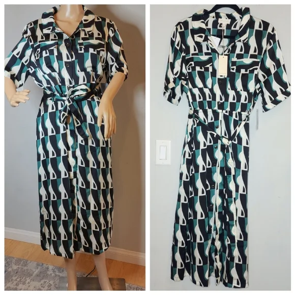 MELLODAY | Dresses | Nwt Melloday Midi Shirt Dress Green Black Off White Belted Size Xl Pockets | Poshmark MELLODAY | Dresses | Nwt Melloday Midi Shirt Dress Green Black Off White Belted Size Xl Pockets | Poshmark
